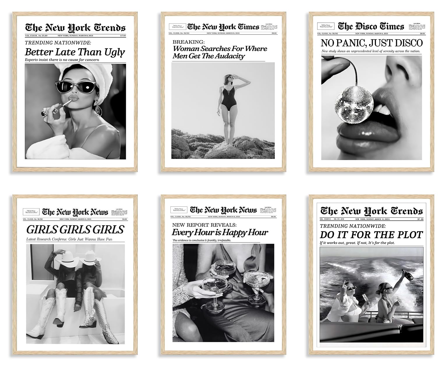 Amazon.com: TWNSLLA Trendy Newspaper Wall Art Woman Searches For